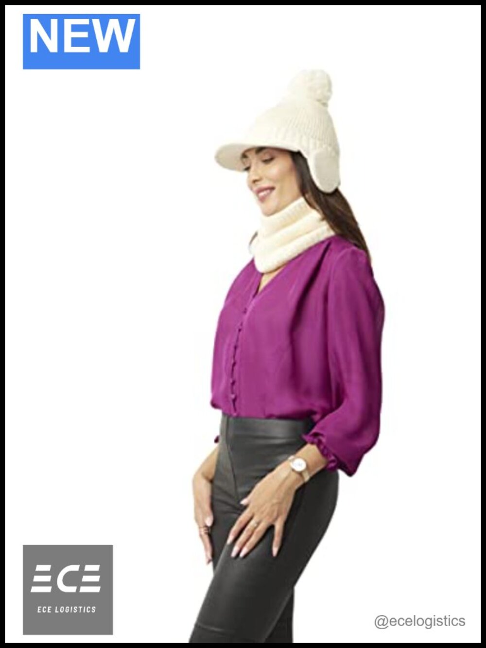 Tourance Cotton Knit Beanie and Scarf Set with Plush Lining